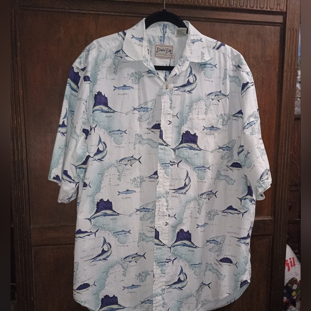 Nautical Print Casual Shirt - White and Blue